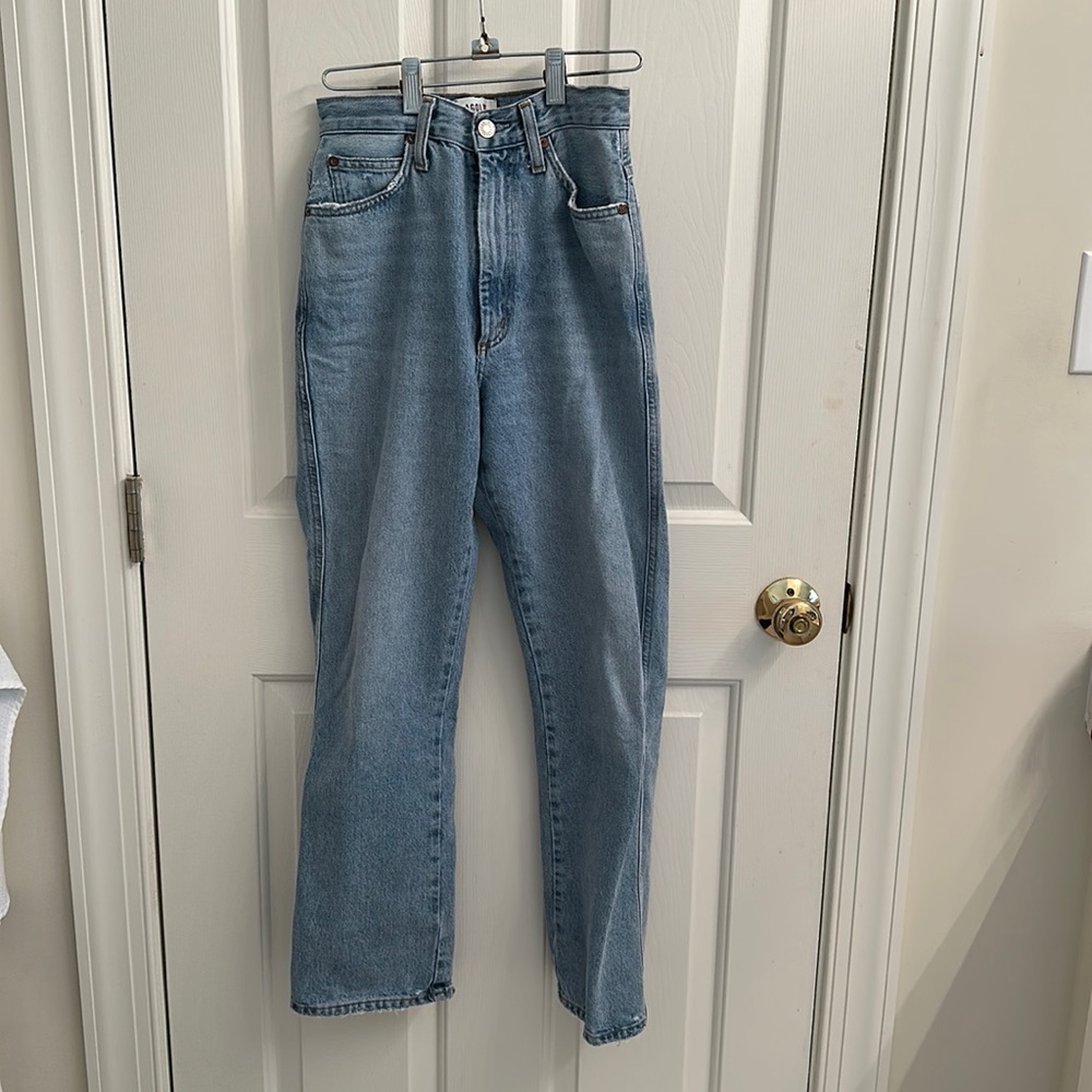 AGOLDE 90s Pinch Waist High Rise Kick in Riptide size 25